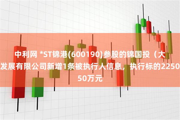 中利网 *ST锦港(600190)参股的锦国投（大连）发展有限公司新增1条被执行人信息，执行标的2250万元